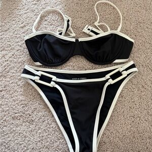 SOLID & STRIPED Black Bikini with White Accents